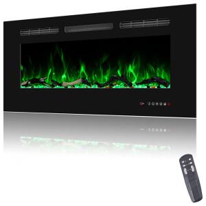 Lareira Elétrica de Embutir A45x109L Digital, Luz LED, Chamas Multicolorida e Temporizador, 1500W, 110v, OXHARK FLAME, Preto