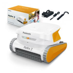 Robô Aspirador de Piscina Hydro3 2025 para Piscinas Enterradas e Elevadas 150W Bateria 200min 130W Sucção Cesto 4,1L Branco 110V