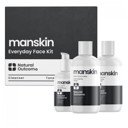 Kit Skincare de Cuidados com a Pele Anti Idade para Homens Limpador facial Rejuvenescedor, Tônico Balanceado e Hidratante, NATURAL OUTCOME