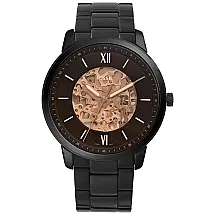 Relógio Masculino Automático Mostrador Mecânico com Pulseira de Aço Inoxidável, Fossil ME3185, Preto