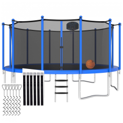 Cama Elastica Capacidade até 680 kg com Cesta de Basquete, CITYLE, Azul