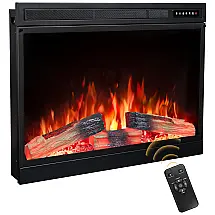 Lareira Elétrica de Embutir A66x86L Digital, Luz LED, Chama Ajustável 3D e Temporizador, 1500W, 110v, XBEAUTY, Preto