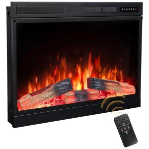 Lareira Elétrica de Embutir A66x86L Digital, Luz LED, Chama Ajustável 3D e Temporizador, 1500W, 110v, XBEAUTY, Preto