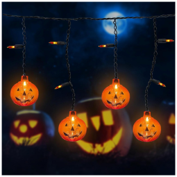 Pisca Pisca de Abóbora para Decoração de Halloween a Prova dÁgua, 2 Metros, Colorido