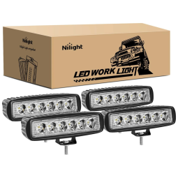 Farol de Milha LED Off Road 6x3w Alta Intensidade 12 24V Uso Automotivo Jardim Impermeável, NILIGHT 15019S D, Branco