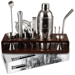 Kit Bn Profissional 17 Peças em Aço Inoxidável com Suporte e Livro de Receitas, BARSTASH, Prateado
