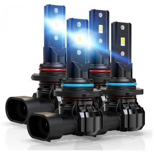 Kit Xenon Lâmpadas LED Branca 24000 Lumens 6500K, 4 Peças, MZS 9005 HB3 9006 HB4, Preto