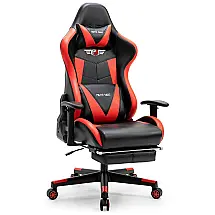 Cadeira Gamer Ergonômica Giratória com Suporte Lombar e Apoio para os Pés, PATIOMAGE, Vermelho