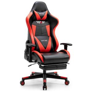 Cadeira Gamer Ergonômica Giratória com Suporte Lombar e Apoio para os Pés, PATIOMAGE, Vermelho