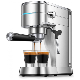 Máquina de Café Expresso Automática 20 Bar HOUSNAT com Espumador de Leite, Aço Inoxidável 110V