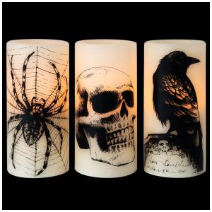 Velas de LED sem Chamas a Bateria para Decoração de Halloween, 3 Un