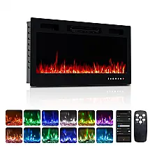 Lareira Elétrica ROVSUN 91x47cm 1500W WiFi Alexa 12 Cores LED Embutir 110V