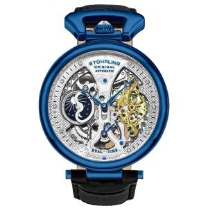 Relogio Stuhrling Homem, Masc. Automático Couro DiaNoite AM, PM Sol Lua Resistente a Água