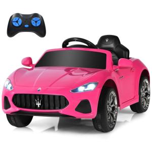 Carro Elétrico Infantil Maserati Gbili a Bateria 12V e 1 Assento com Controle Remoto e Luzes LED, COSTZON, Vermelho