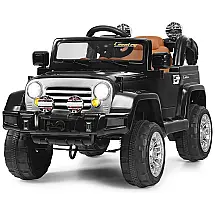 Kids Carro, Carrinho Elétrico Infantil Off Road a Bateria 12V 1 Assento com 2 Velocidades e MP3, COSTZON, Preto