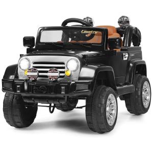 Kids Carro, Carrinho Elétrico Infantil Off Road a Bateria 12V 1 Assento com 2 Velocidades e MP3, COSTZON, Preto