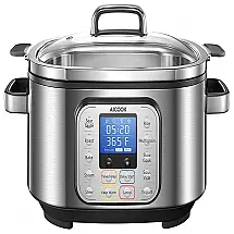 AICOOK Panela Elétrica de 5.6L Programável com Temporizador Digital, 1400W, 110V, Prata
