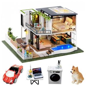 Casa em Miniatura Realista com Móveis Feitos a Mão para Adultos e Adolescentes, Escala 124, SPILAY