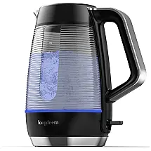 Chaleira Elétrica 1,5L com Indicador de Luz LED, sem BPA e Copo de Vidro Resistente, 1500W, LONGDEEM, Preta