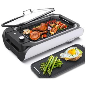 Churrasqueira Elétrica Portátil serve 6 Porções com Painel de Controle, 1000W, 110v, CDMZJJ, Preto