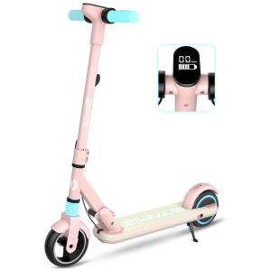 Patinete Elétrico para Crianças de 6 a 12 anos com 3 Alturas Ajustáveis, Peso Max 70kg, SIMATE, Rosa