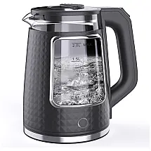 Chaleira Elétrica 2L em Aço Inoxidável com Desligamento Automático e Proteção Contra Fervura, 1000W, Ambitelligence, Cinza