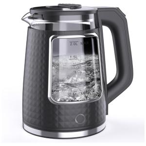 Chaleira Elétrica 2L em Aço Inoxidável com Desligamento Automático e Proteção Contra Fervura, 1000W, Ambitelligence, Cinza