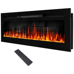 Lareira Elétrica de Embutir A44x152L cm com Controle Remoto, Chamas Multicoloridas e Temporizador, 110V 1500W, Upesitom