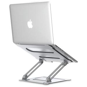 Suporte Ergonômico Laptop Ajustável Dobrável Até 44cm, ELEKIN, Prateado