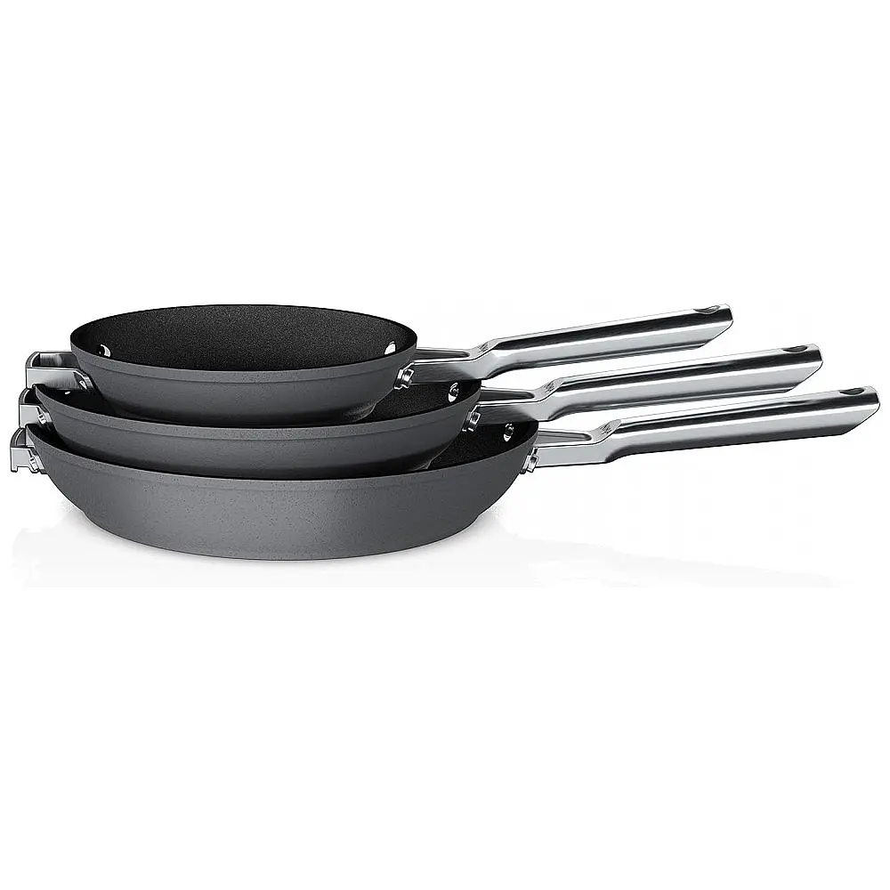 Conjunto de Frigideiras Antiaderente 3 Peças em Aço Anodizado, Ninja C53000, Cinza
