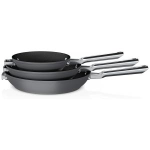 Conjunto de Frigideiras Antiaderente 3 Peças em Aço Anodizado, Ninja C53000, Cinza