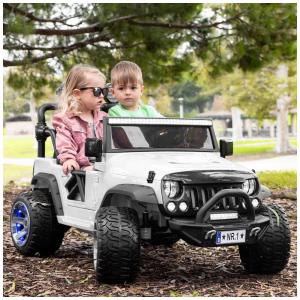 Caminhão de Passeio Infantil Explorer 2 Lugares 24V da Moderno Kids com Controle Remoto e Assento de Couro - Branco