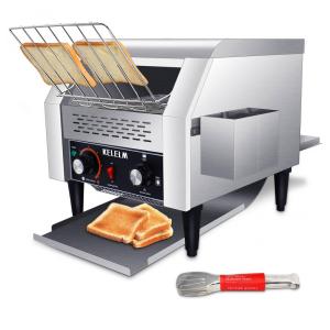 Torradeira de Esteira KELELM, Torradeira Comercial para Restaurantes de Alta Capacidade, Aço Inoxidável, 300 Fatias por Hora - 1.9KW