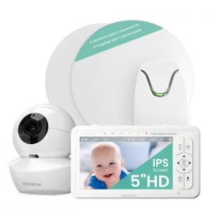 Babá Eletrônica com Câmera, Monitor HD, Áudio, Luz Noturna e Monitor de Movimento no Colchão, Babysense True Sleep, Branco