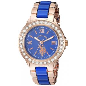 Relógio An de qartzo feminino com alça de liga prateada, U.S. POLO ASSN. USC40215, Azul Escuro