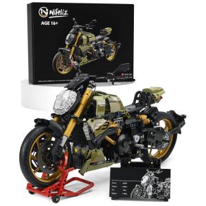 Kit de Construção Motocicleta Elegante com 2025 Peças, Nifeliz, Verde