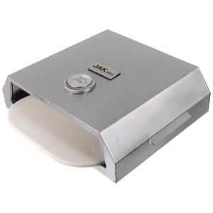 Forno de Pizza a Gás Portátil com Termômetro, Aço Inoxidável, JAK, Prateado