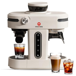 Máquina de Café Expresso Semiautomática 3 em 1 com Moedor Embutido e Bocal de Leite, 110V 1150W, Mcilpoog AC510, Branco Creme