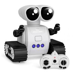 Robô Programável Preto e Branco – Controle Remoto com Walkie‑Talkie, Sensor de Gestos, Música e Luzes para Crianças