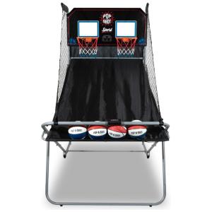 Basquete Eletrônico Pop-A-Shot Arcade Duplo, Diversão em Casa, Pontuação com Paddle, 10 Modos de Jogo, 4 Bolas, Armazenamento Dobrável.
