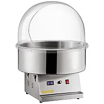 Máquina de Algodão Doce Elétrica Profissional em Aço Inoxidável, 110V 1050W, VEVOR, Prata