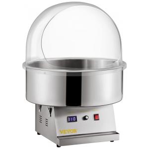 Máquina de Algodão Doce Elétrica Profissional em Aço Inoxidável, 110V 1050W, VEVOR, Prata