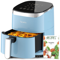 Air Fryer 4 Litros com 9 Funções, Vidro Temperado e Lembrete de Rotação, 220V 1550W, Fabuletta, Azul