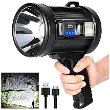 Lanterna LED Recarregável 90000 Lúmens com Energia Solar, MIXILIN W 5113, Preto