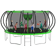 Trampolim Kofun 680 kg para crianças e adultos, com rede de proteção e escada, fácil montagem ao ar livre