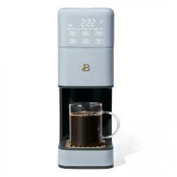 Cafeteira elétrica Beautiful Perfect Grind azul single serve moedor cônico integrado reservatório 1,9L 6 tamanhos de xícara 110V