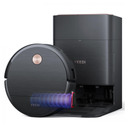 Robô Aspirador e Esfregão Yeedi S16 Plus Preto com Sucção 16.600 Pa, ZeroTangle 3.0 e Estação OMNI Autolimpante