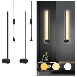 Conjunto de Luminária de Parede com Fio, Estilo Moderno, Tamanho 60 cm e 2 Peças, Adequada para Quarto, Sala de Estar e Cozinha, 110V