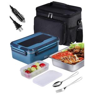 Marmita Elétrica 3 em 1 Portátil 1.5L com Divisórias, 24, 12V, 40W, 110v, RHUDAKY A 80, Cinza