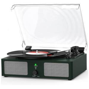Toca-Discos de Vinil com Alto-falantes Integrados Vintage Portátil Suporta Receptor Bluetooth, Entrada USB, Entrada AUX, Saída RCA,Udreamer,